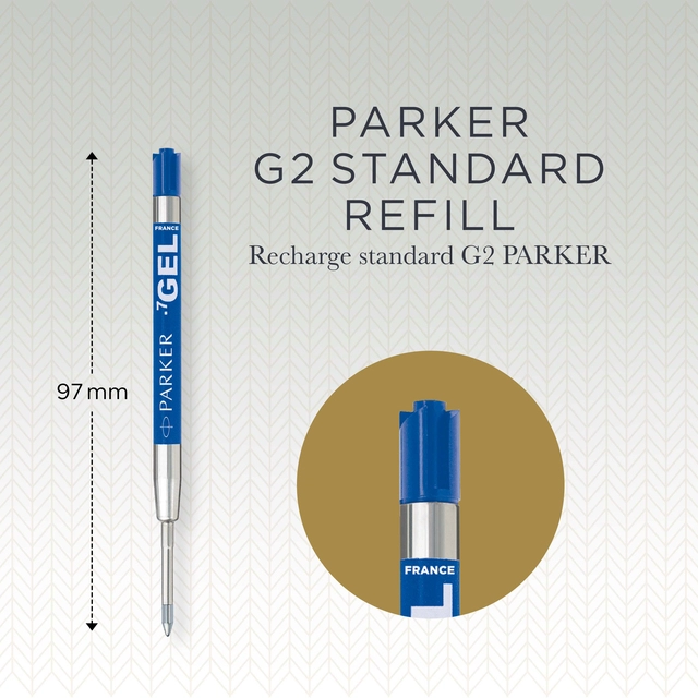 Een Recharge stylo gel Parker Quink Medium bleu blister 1 pièce koop je bij Van Hoye Kantoor BV