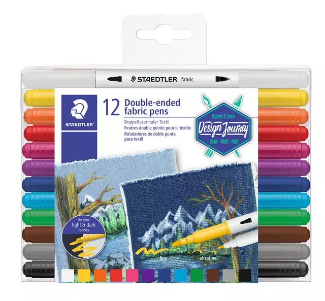 Een Viltstift Staedtler 3190 textiel duo ass koop je bij Totaal Kantoor Goeree