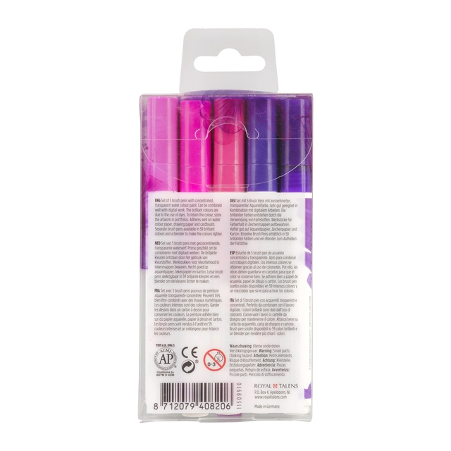 Een Brushpen Talens Ecoline set á 5 stuks violet koop je bij KantoorProfi België BV