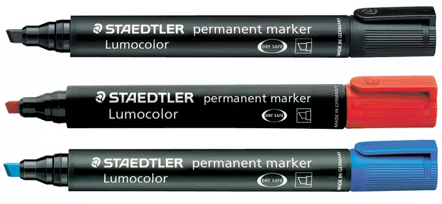 Een Viltstift Staedtler Lumocolor 350 permanent schuin zwart koop je bij MV Kantoortechniek B.V.