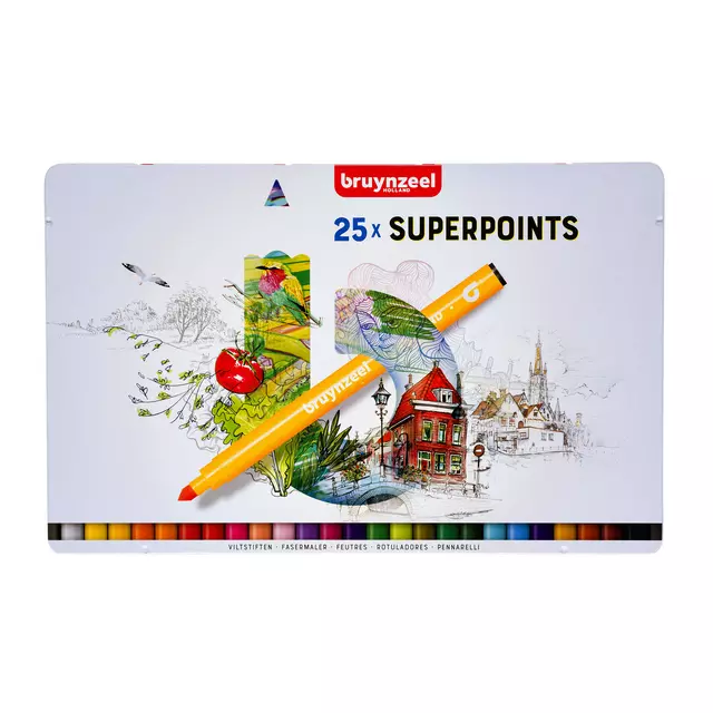 Een Viltstift Bruynzeel Expression super points blik à 25 stuks assorti koop je bij NiceSupplies.nl