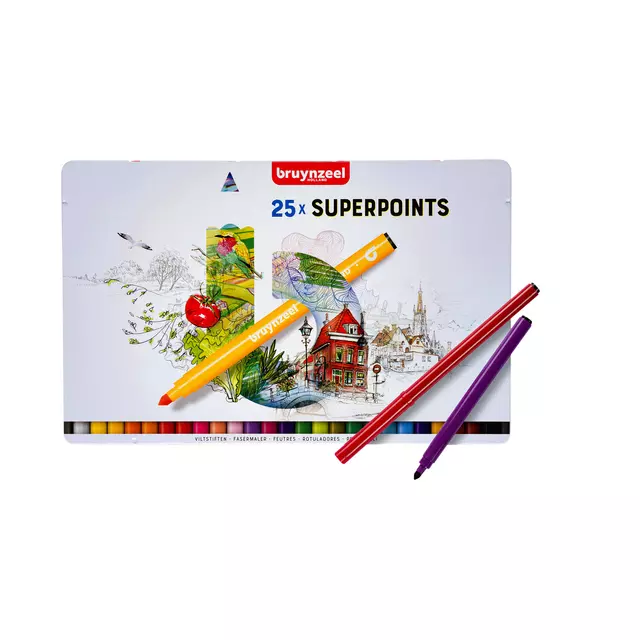 Een Viltstift Bruynzeel Expression super points blik à 25 stuks assorti koop je bij EconOffice