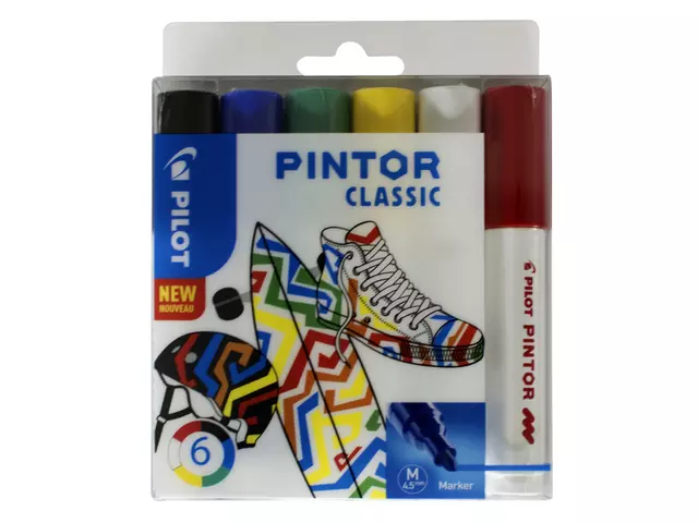 Verfstift Pilot Pintor classic medium assorti etui à 6 stuks