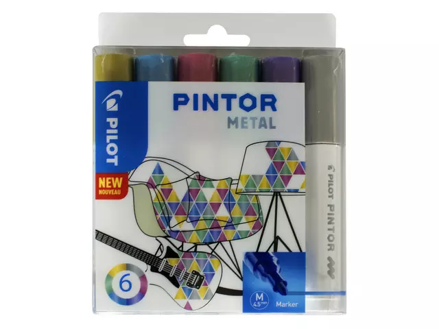 Een Verfstift Pilot Pintor metallic medium assorti etui à 6 stuks koop je bij EconOffice