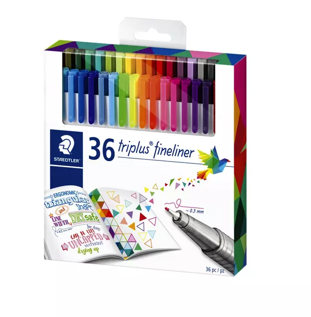 Een Fineliner Staedtler Triplus 334 0,3mm assorti set à 26 + 10 gratis koop je bij Klik Office BV