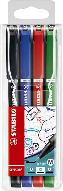 Een Fineliner STABILO Sensor 187/4 medium assorti blister à 4 stuks koop je bij L&N Partners voor Partners B.V.