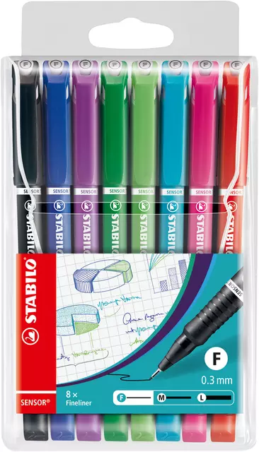 Een Fineliner STABILO Sensor 189/8 fijn assorti etui à 8 stuks koop je bij MV Kantoortechniek B.V.