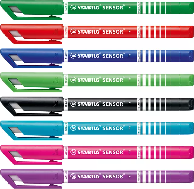 Fineliner STABILO Sensor 189/8 fijn assorti etui à 8 stuks