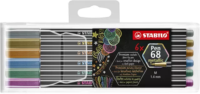 Een Viltstift STABILO Pen 68/06 medium metallic assorti etui à 6 stuks koop je bij Goedkope Kantoorbenodigdheden