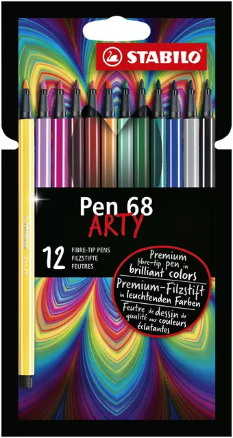 Een Viltstift STABILO Pen 68/12 Arty medium assorti etui à 12 stuks koop je bij Goedkope Kantoorbenodigdheden
