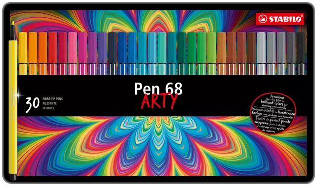 Een Viltstift STABILO Pen 68/30 Arty medium assorti blik à 30 stuks koop je bij Tonerinktshop