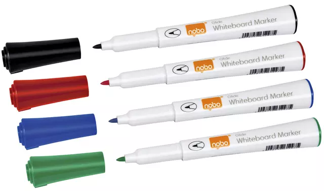 Een Viltstift Nobo whiteboard Glide rond assorti 1mm 4st koop je bij L&N Partners voor Partners B.V.