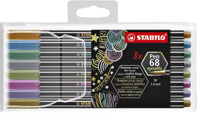 Een Viltstift STABILO Pen 68/8 medium metallic assorti etui à 8 stuks koop je bij Goedkope Kantoorbenodigdheden