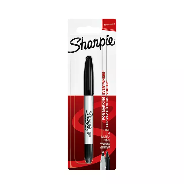 Een Viltstift Sharpie rond Twin tip ultra fijn & fijn zwart blister à 1 stuk koop je bij L&N Partners voor Partners B.V.