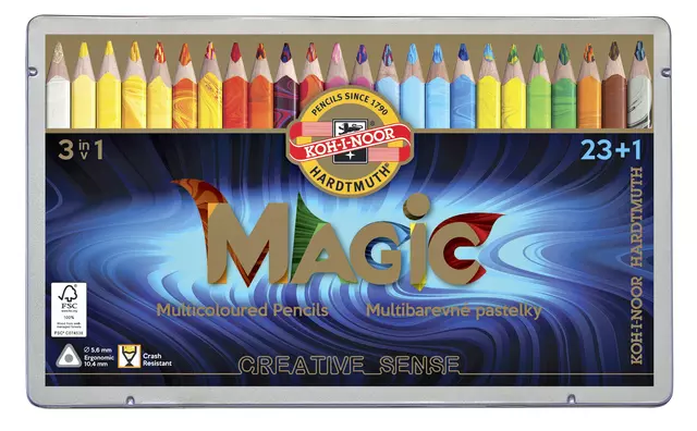 Een Kleurpotloden Koh-i-Noor Jumbo Magic doos 24 kleuren koop je bij Van Leeuwen Boeken- en kantoorartikelen