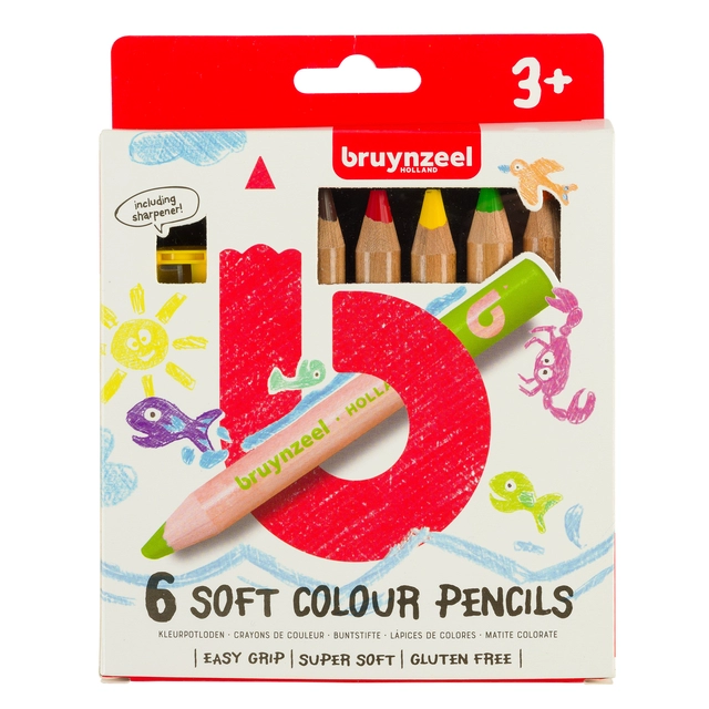 Een Kleurpotlood Bruynzeel Kids Soft set á 6 stuks assorti koop je bij MegaOffice