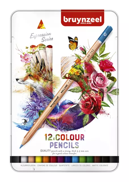 Een Kleurpotloden Bruynzeel Expression colour blik à 12 stuks assorti koop je bij KantoorProfi België BV