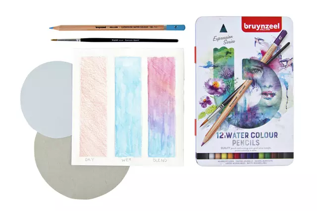 Een Kleurpotloden Bruynzeel aquarel Expression blik à 12 stuks assorti koop je bij EconOffice