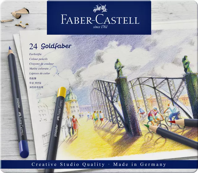 Een Kleurpotloden Faber-Castell Goldfaber assorti blik à 24 stuks koop je bij Totaal Kantoor Goeree
