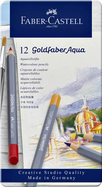 Een Kleurpotloden Faber-Castell Goldfaber aquarel assorti blik à 12 stuks koop je bij EconOffice