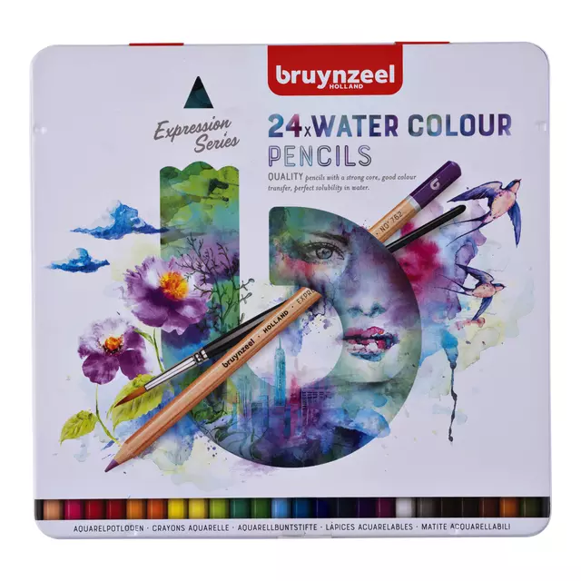 Een Kleurpotloden Bruynzeel aquarel Expression blik à 24 stuks assorti koop je bij EconOffice