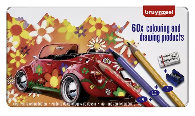 Een Kleurpotloden Bruynzeel Super Sixties kever in blik 60stuks koop je bij EconOffice