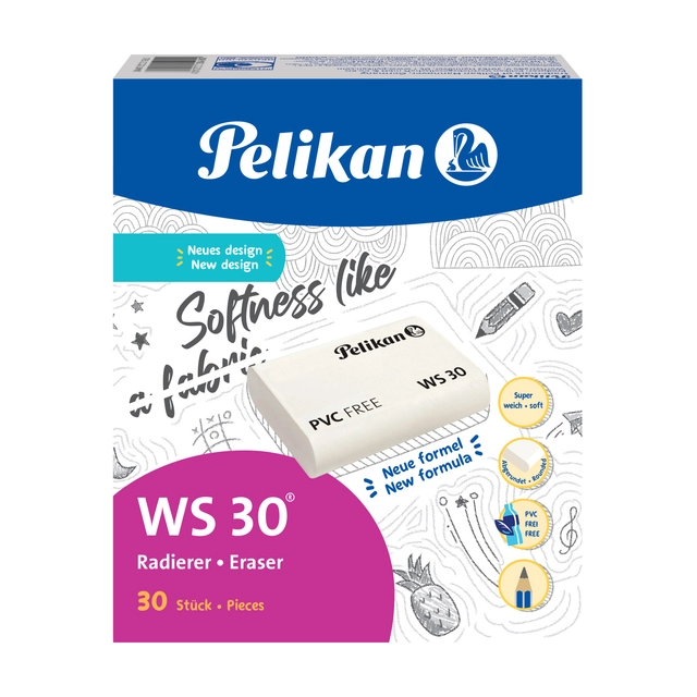 Een Gum Pelikan WS30 37x30x9mm potlood zacht wit koop je bij Unimark Office B.V.