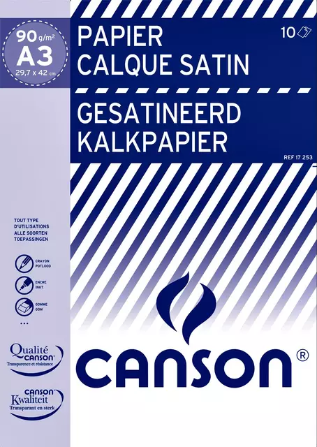 Een Kalkpapier Canson A3 90gr koop je bij Van Leeuwen Boeken- en kantoorartikelen