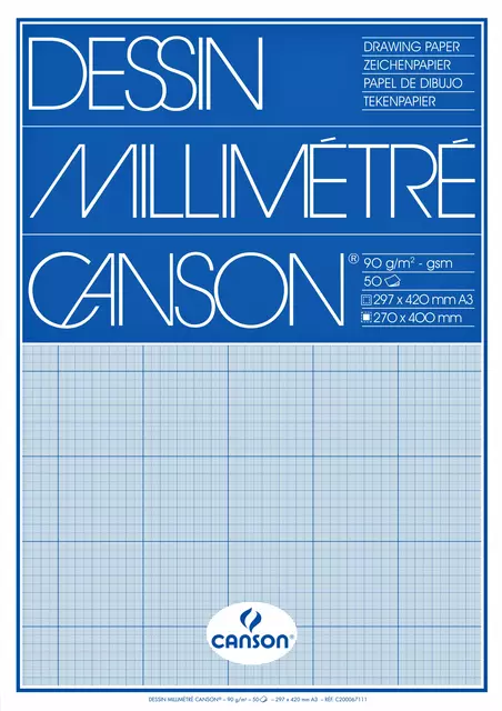 Een Millimeterblok Canson A3 blauw koop je bij EconOffice