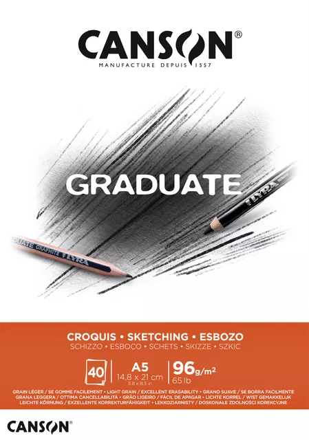 Een Schetsboek Canson Graduate Croquis A5 96gr 40vel koop je bij KantoorProfi België BV