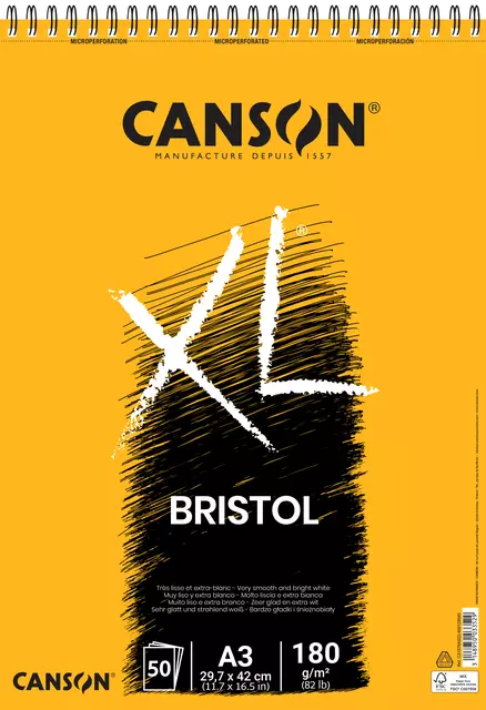 Een Tekenblok Canson XL Bristol A3 50v 180gr koop je bij EconOffice