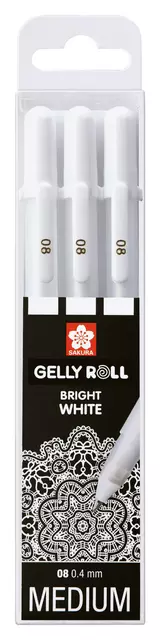 Een Gelschrijver Sakura Gelly Roll 08 medium 0.4mm set à 3 stuks wit koop je bij EconOffice