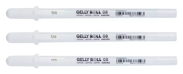 Een Gelschrijver Sakura Gelly Roll 08 medium 0.4mm set à 3 stuks wit koop je bij Van Hoye Kantoor BV