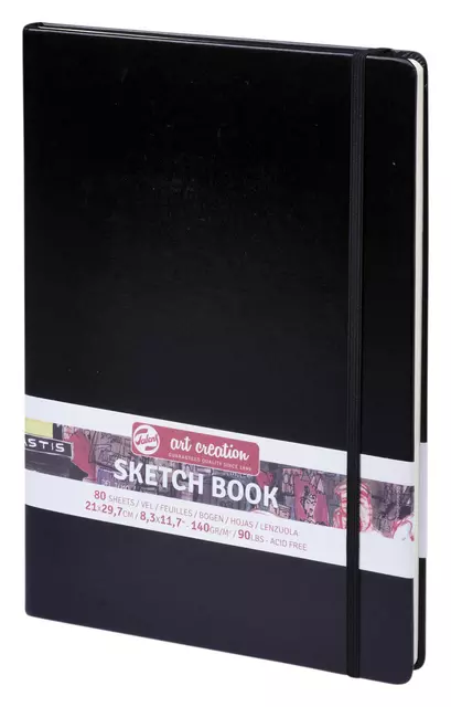 Een Schetsboek Talens Art Creation zwart 21x30cm 140gr 80vel koop je bij Totaal Kantoor Goeree