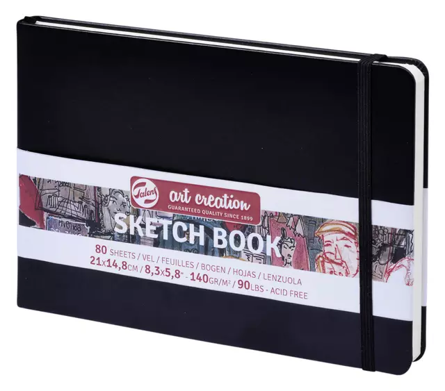 Een Schetsboek Talens Art Creation zwart 21x15cm 140gr 80vel koop je bij EconOffice