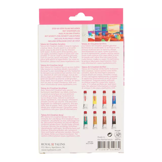 Een Peinture acrylique Talens Art Creation étape par étape 12ml set 8 couleurs koop je bij Van Hoye Kantoor BV