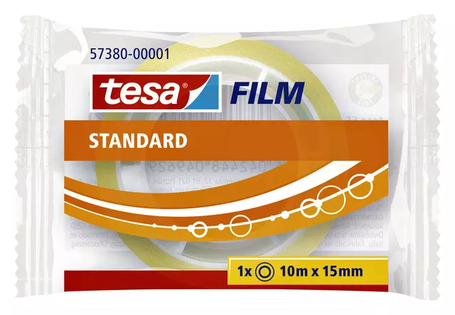 Een Plakband tesafilm® Standaard 10mx15mm transparant koop je bij MV Kantoortechniek B.V.