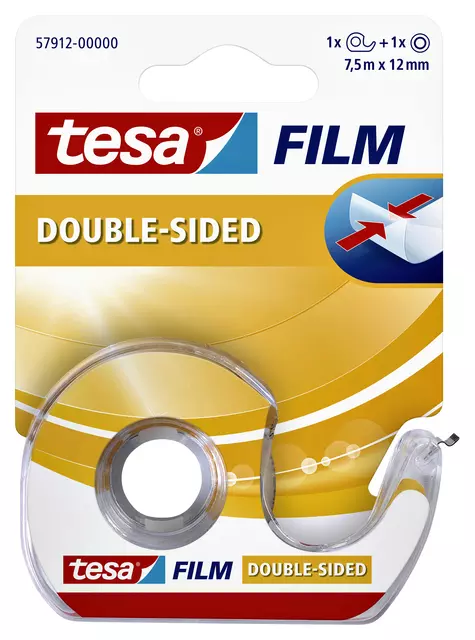 Een Dubbelzijdige plakband Tesa film 12mmx7.5m met dispenser koop je bij EconOffice