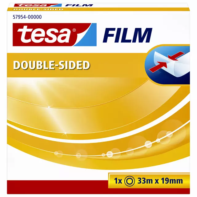 Een Dubbelzijdig plakband tesafilm® 33mx19mm transparant koop je bij MV Kantoortechniek B.V.