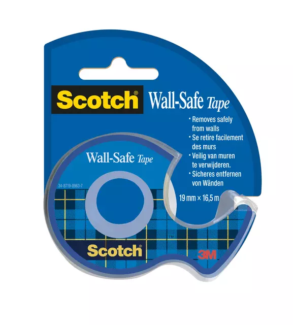 Een Plakband Scotch 19mmx16.5m Wall Safe + handafroller koop je bij EconOffice