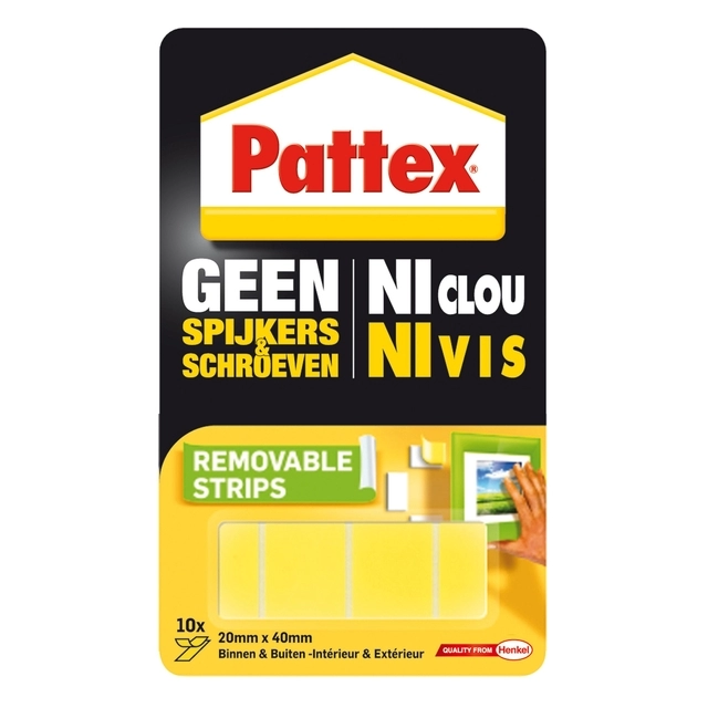 Een Supermontagestrip Pattex 2kg verwijderbaar 10 stuks koop je bij Buro De Peuter