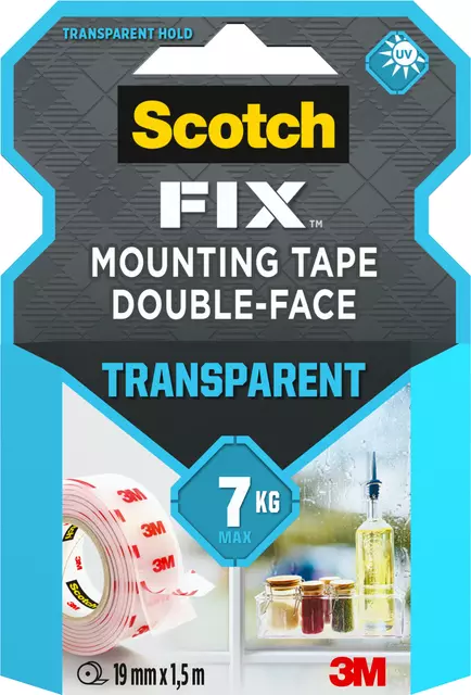 Een Dubbelzijdig plakband Scotch Transparant 19mmX1.5m koop je bij EconOffice