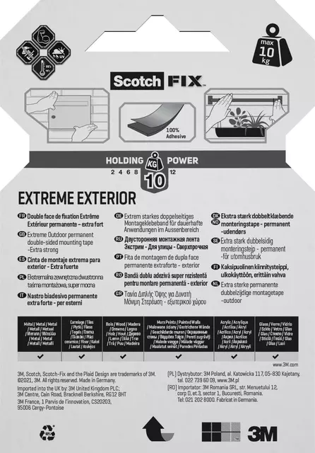 Een Dubbelzijdig Plakband Scotch Extreme Exterior 19mm x 1,5m koop je bij EconOffice