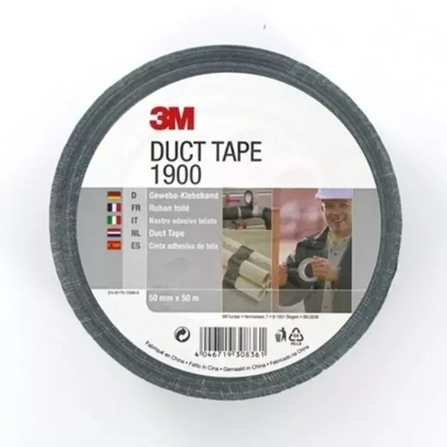 Een Plakband 3M 1900 Duct Tape 50mmx50m zwart koop je bij KantoorProfi België BV