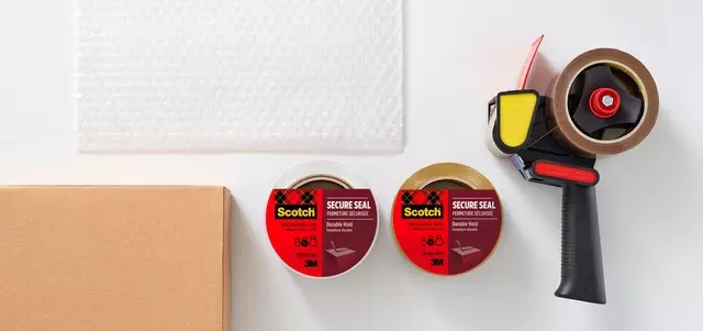 Een Verpakkingstape dispenser Scotch met 2 rollen Secure seal tape 50mmx66m bruin koop je bij KantoorProfi België BV