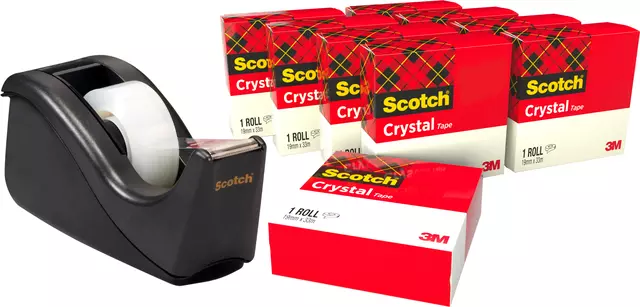 Een Plakband Scotch Crystal 600 19mmx33m transparant + gratis C60 houder koop je bij Van Leeuwen Boeken- en kantoorartikelen
