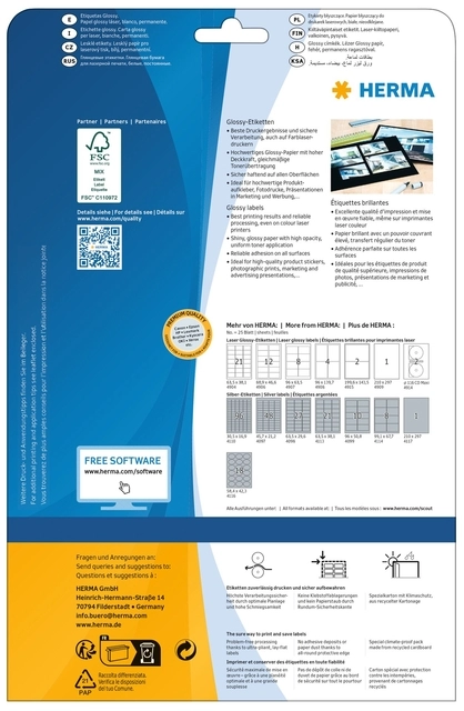 Etiket HERMA 4915 199.6X143.5mm glossy wit 50 etiketten