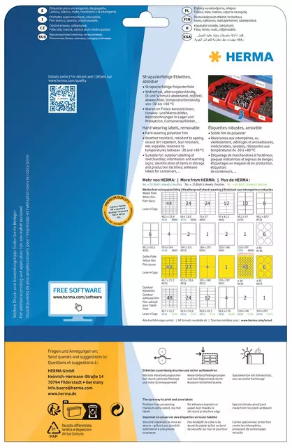 Een Etiket HERMA 4573 66x33.8mm folie wit 480stuks koop je bij NiceSupplies.nl