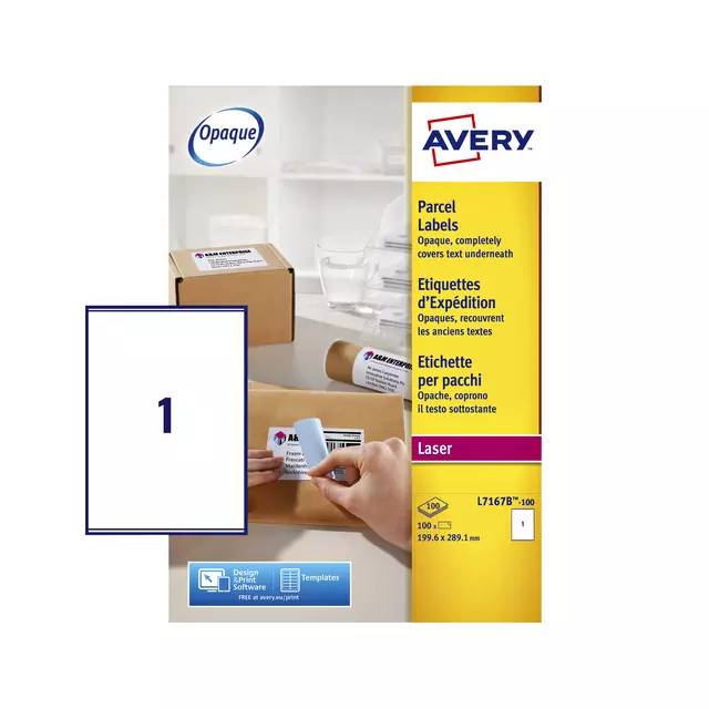 Een Etiket Avery L7167B-100 199.6x289.1mm blockout 100stuks koop je bij NiceSupplies.nl