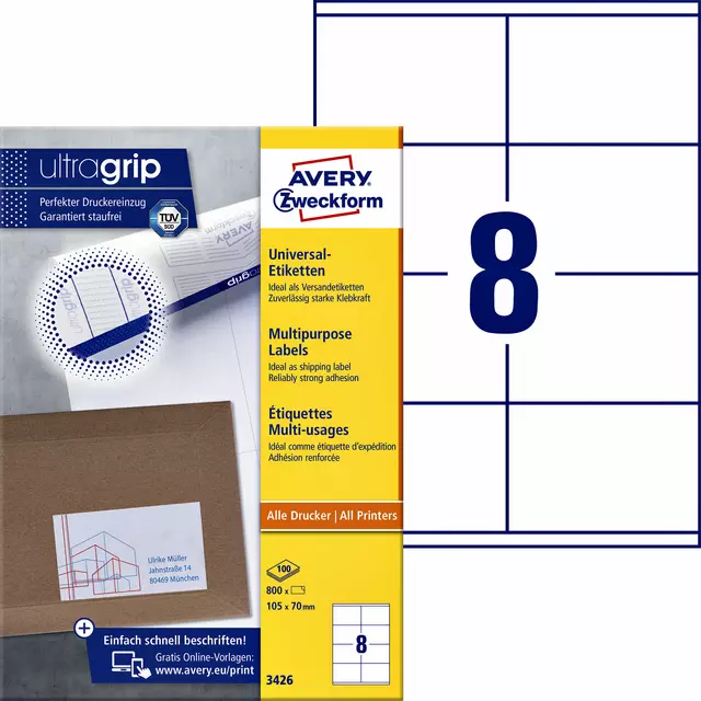 Een Etiket Avery Zweckform 3426 105x70mm wit 800stuks koop je bij NiceSupplies.nl